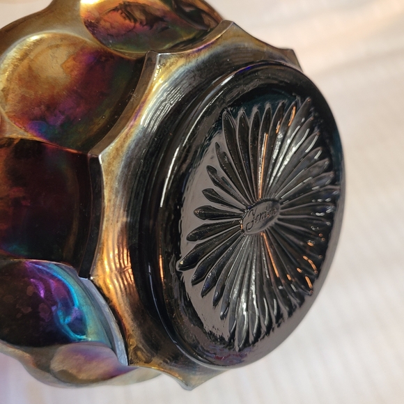 Fenton Iridescent Carnival Glass Bowl Grapes Candy Dish - Picture 7 of 9